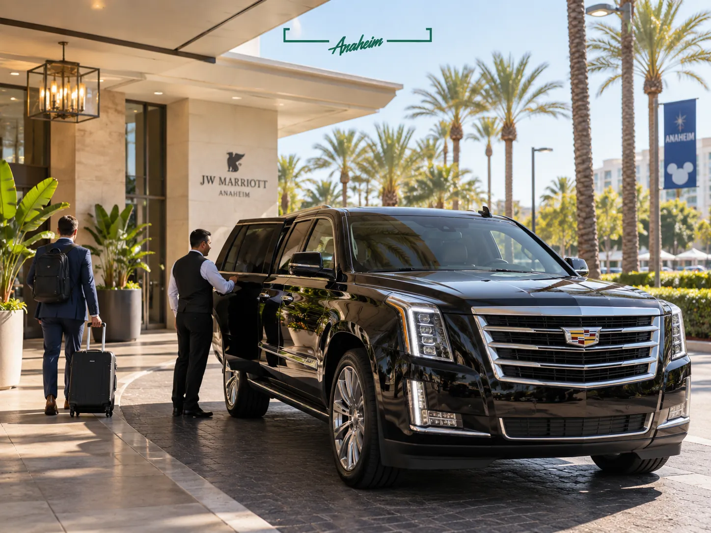 John Wayne Airport transportation to Anaheim hotel with Cadillac Escalade