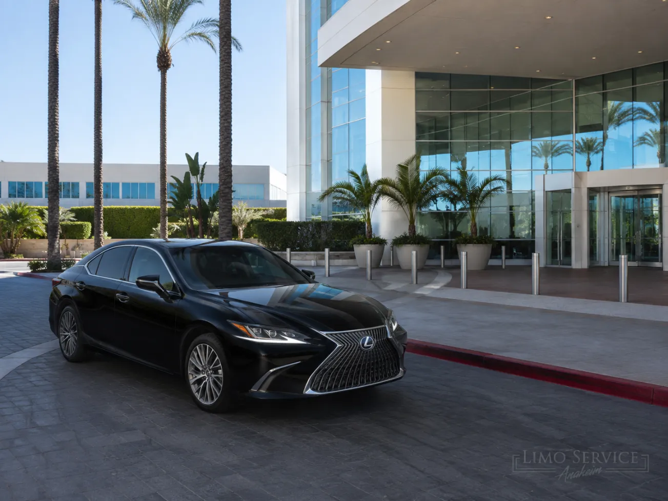 Lexus sedan providing Anaheim Convention Center hotel transportation