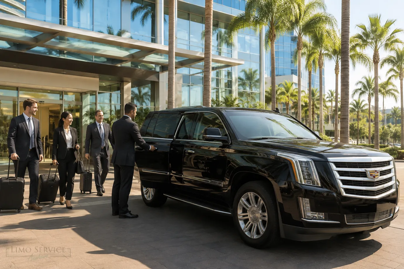 Black Cadillac Escalade corporate group airport transportation in Anaheim
