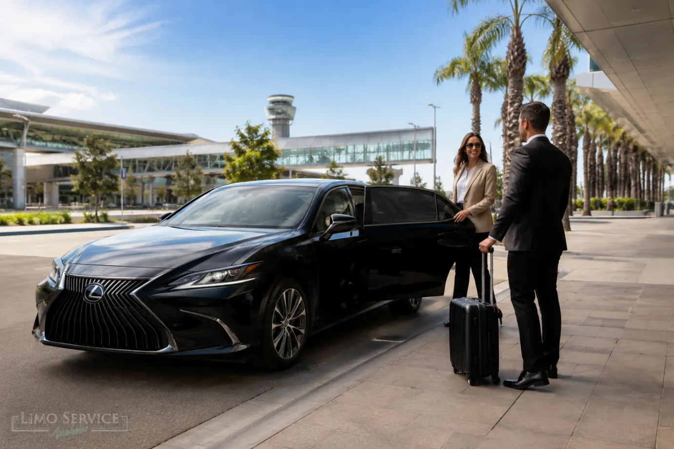 Black Lexus corporate airport transportation for business travelers visiting Anaheim