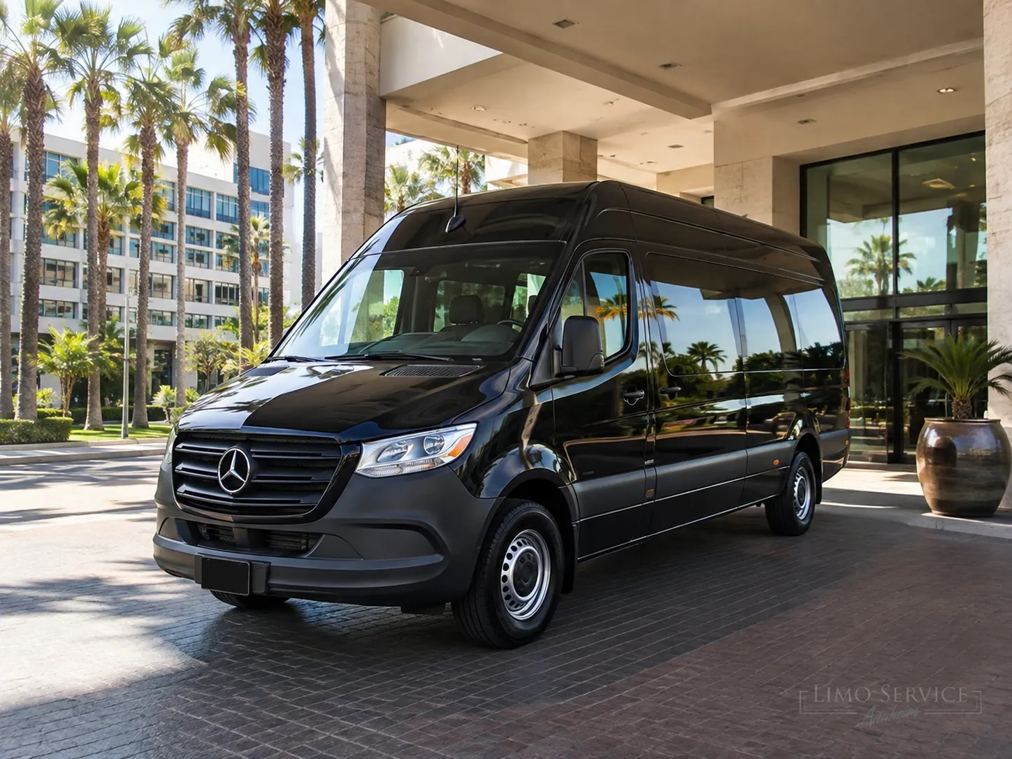 Mercedes-Benz Sprinter van transportation from Long Beach Airport to Anaheim